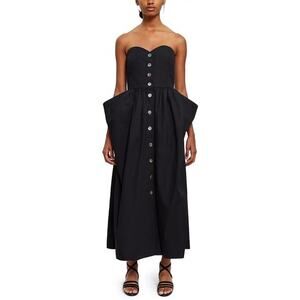 MARYAM NASSIR ZADEH‎ Pilar Dress Size 2 Black Midi Summer Vacation dress